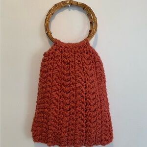 Hand Crafted Bamboo Handle Crochet Boho Bag